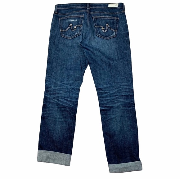 AG Jeans Stilt Cigarette Leg Distressed Dark Wash Cuffed Retro Low Rise SZ 8/29 - Picture 14 of 14